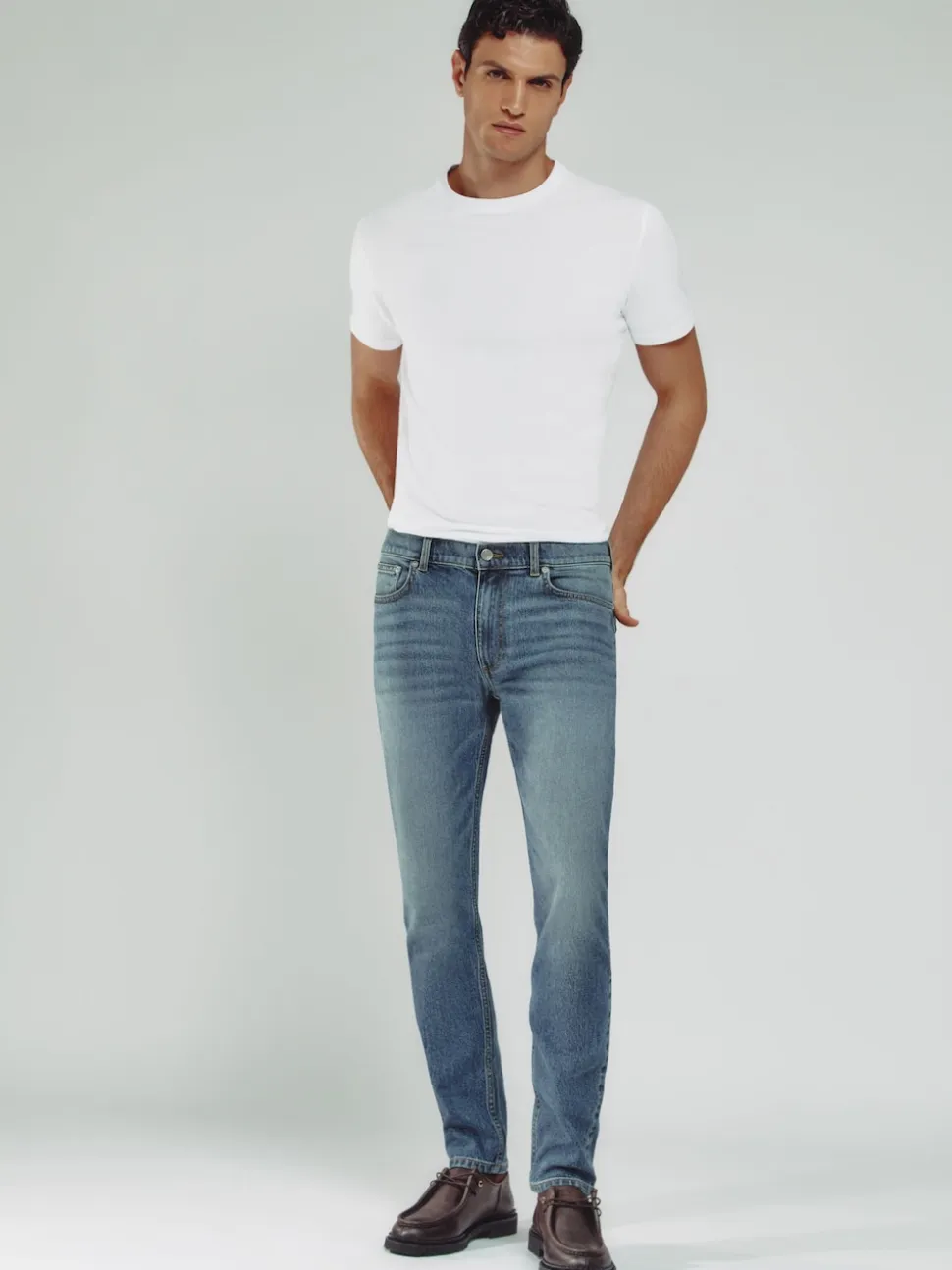 Reiss Washed Indigo Green Cast Picton Cotton-Stretch Slim-Fit Jeans