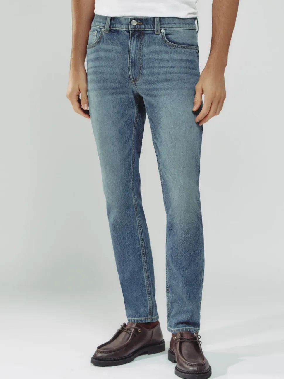 Reiss Washed Indigo Green Cast Picton Cotton-Stretch Slim-Fit Jeans