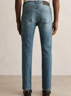Reiss Washed Indigo Green Cast Picton Cotton-Stretch Slim-Fit Jeans