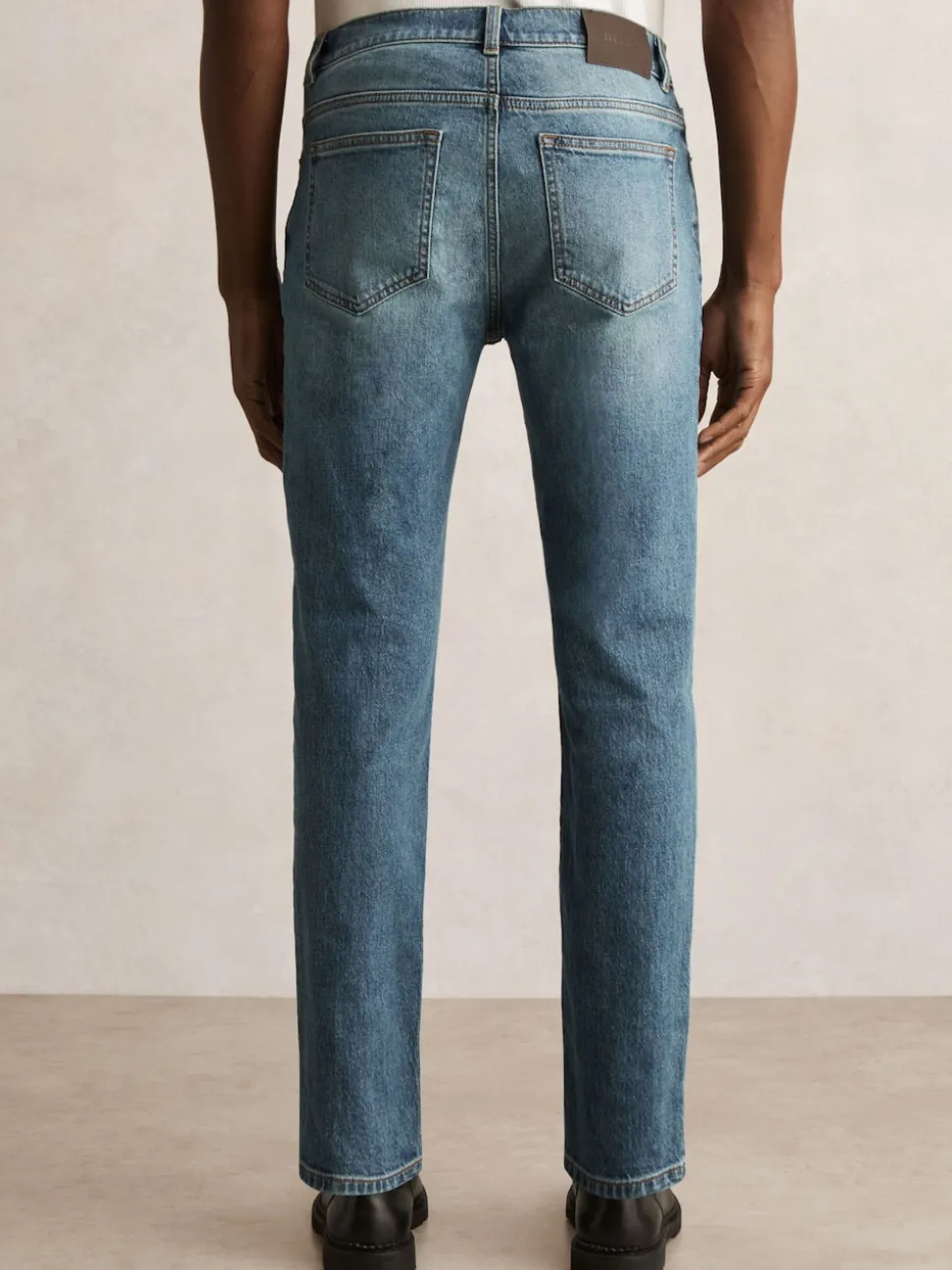Reiss Washed Indigo Green Cast Picton Cotton-Stretch Slim-Fit Jeans