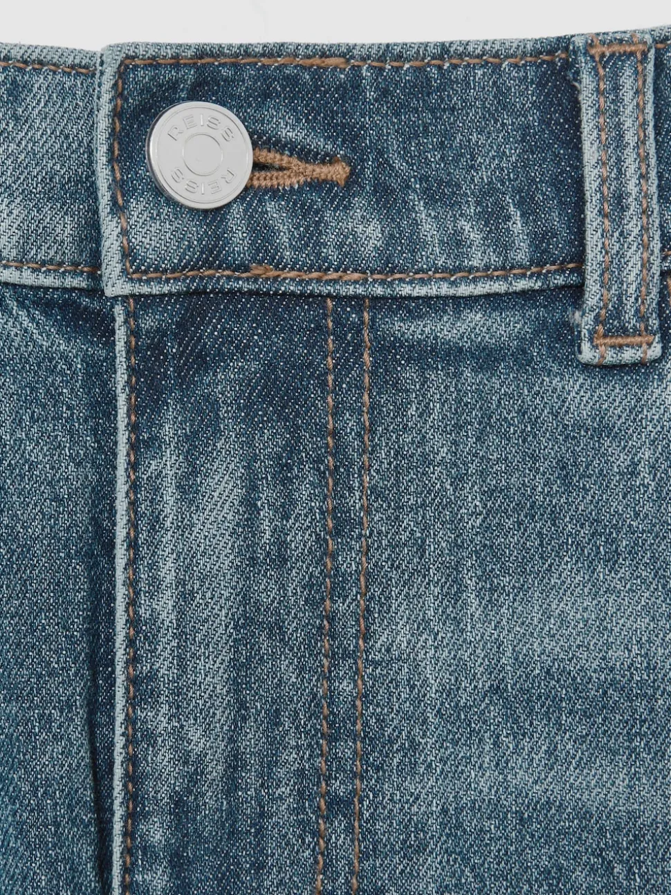 Reiss Washed Indigo Green Cast Picton Cotton-Stretch Slim-Fit Jeans