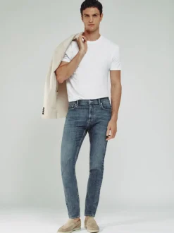 Reiss Washed Indigo Grey Cast Bleaker Skinny-Fit Jeans