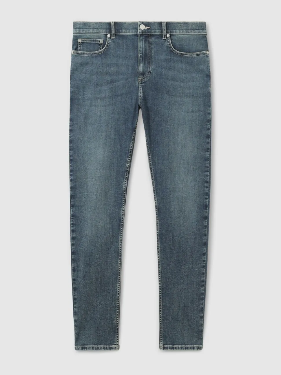 Reiss Washed Indigo Grey Cast Bleaker Skinny-Fit Jeans
