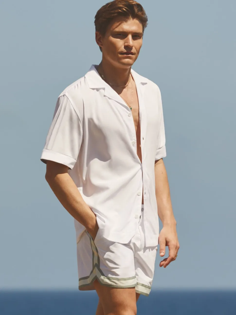 Reiss White Baller - Che Contrast Stripe Elasticated Waist Swim Shorts