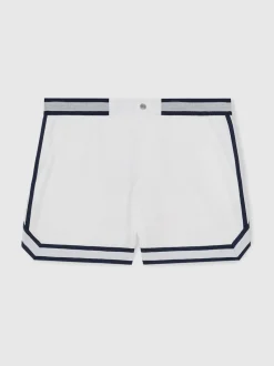 Reiss White Baller Reiss | Ché Stripe-Trim Swim Shorts