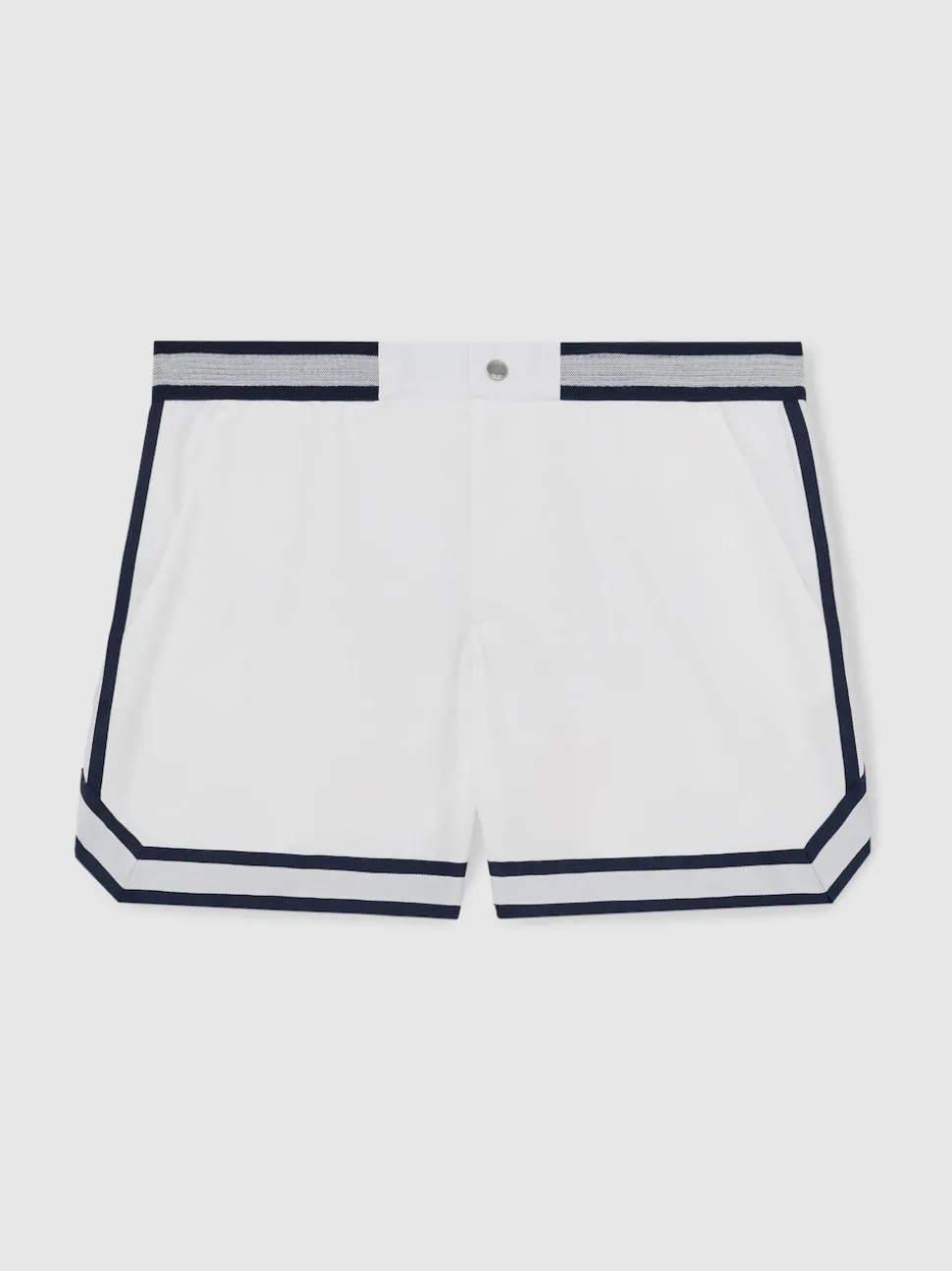 Reiss White Baller Reiss | Ché Stripe-Trim Swim Shorts