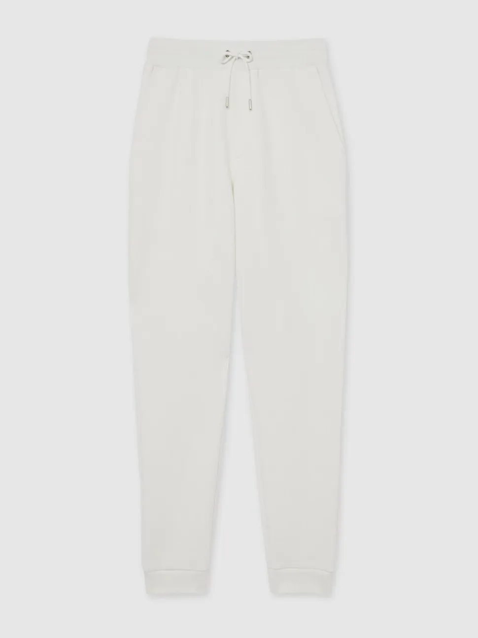 Reiss White Bow Cotton-Blend Ribbed Drawstring Joggers