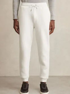 Reiss White Bow Cotton-Blend Ribbed Drawstring Joggers