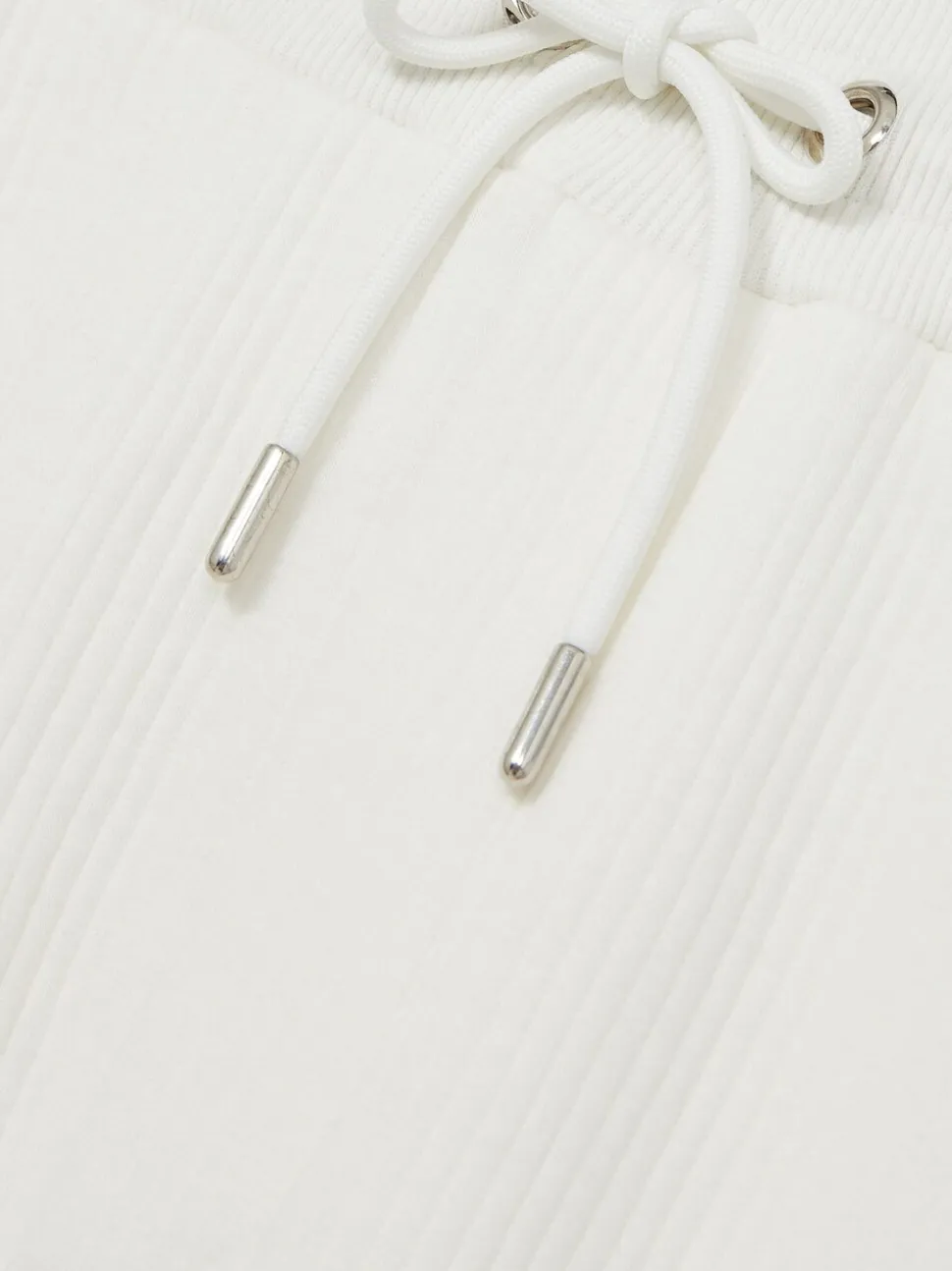 Reiss White Bow Cotton-Blend Ribbed Drawstring Joggers