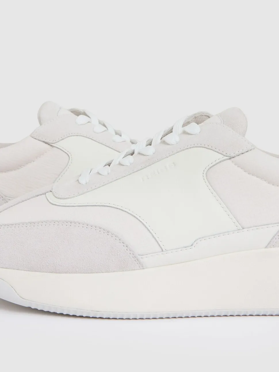 Reiss White Emmett Bonded-Leather Suede Running Trainers
