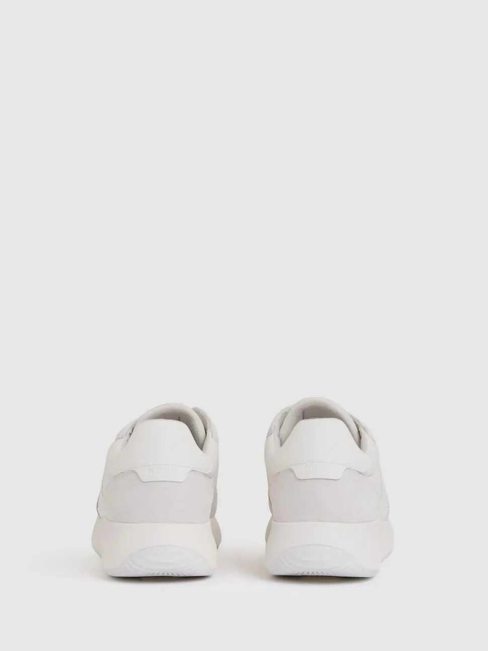 Reiss White Emmett Bonded-Leather Suede Running Trainers