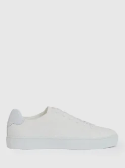 Reiss White Finley Knit Knitted Low-Top Trainers