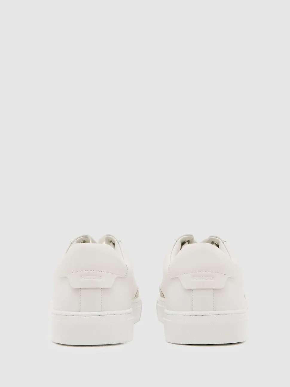 Reiss White Finton Bonded-Leather Low-Top Trainers