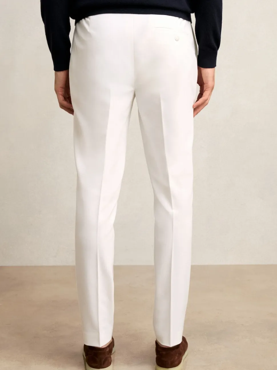 Reiss White Found Stretch Slim Fit Drawstring Trousers