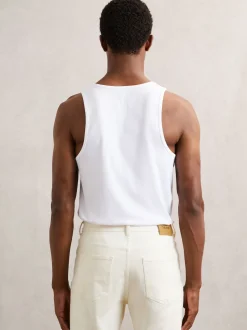 Reiss White Jaden Stretch-Cotton Ribbed Vest