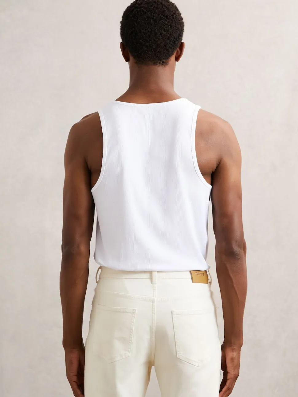 Reiss White Jaden Stretch-Cotton Ribbed Vest
