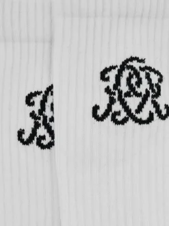Reiss White Marcus Monogram Cotton-Blend Ribbed Socks