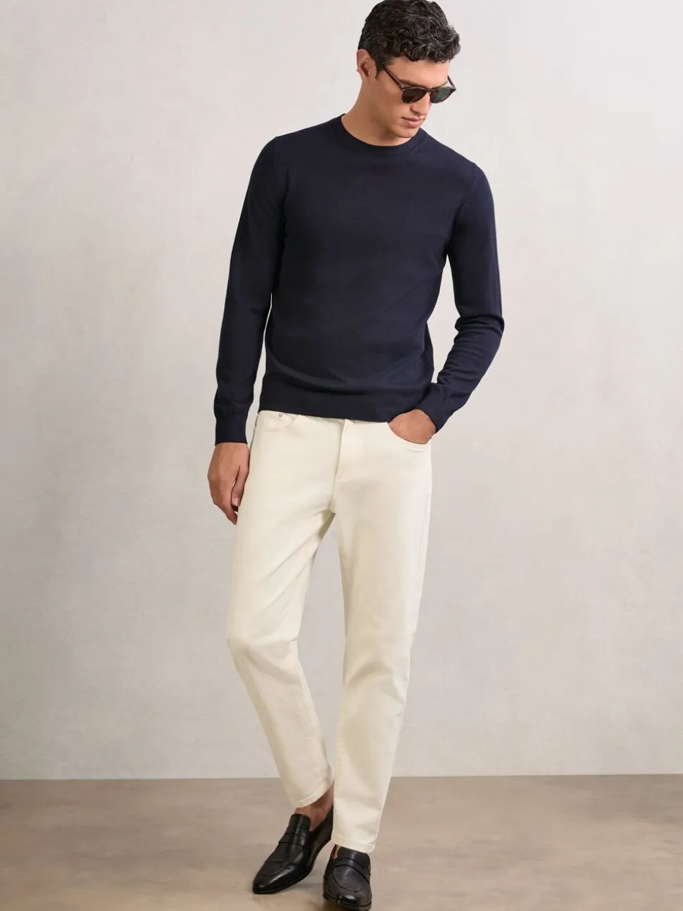 Reiss White Rathbone Relaxed-Fit Cropped Jeans