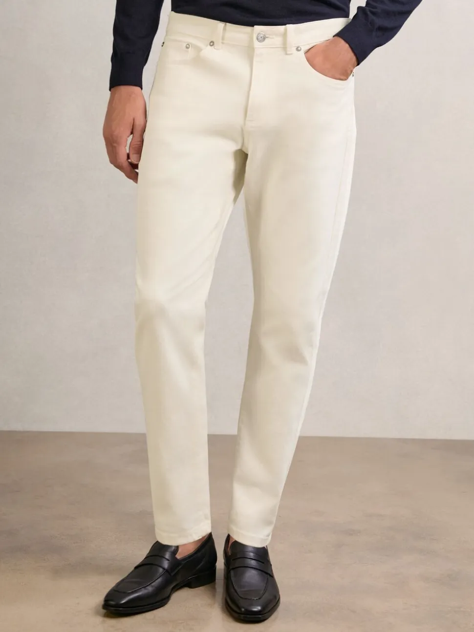 Reiss White Rathbone Relaxed-Fit Cropped Jeans