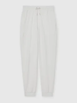 Reiss White Remo Cotton-Blend Brushed Ribbed Joggers