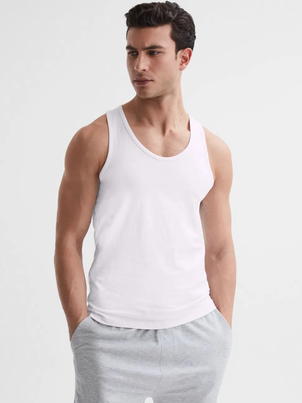 Reiss White Vinnie Cotton Stretch Vest