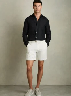 Reiss White Wicket Cotton Chino Shorts with Stretch