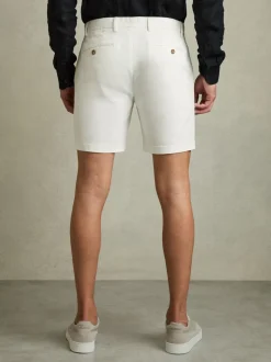 Reiss White Wicket Cotton Chino Shorts with Stretch