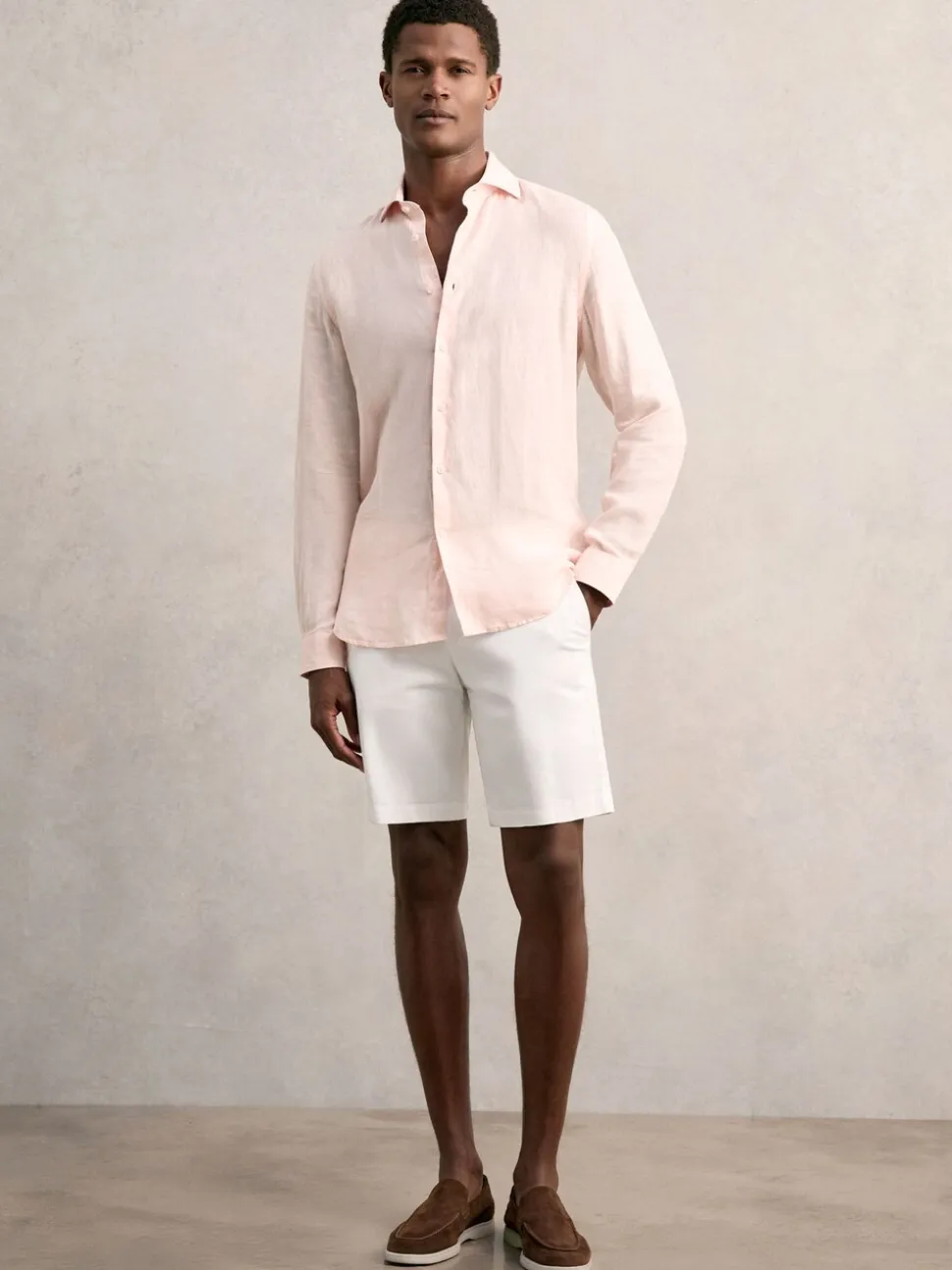 Reiss White Wicket Cotton Chino Shorts with Stretch