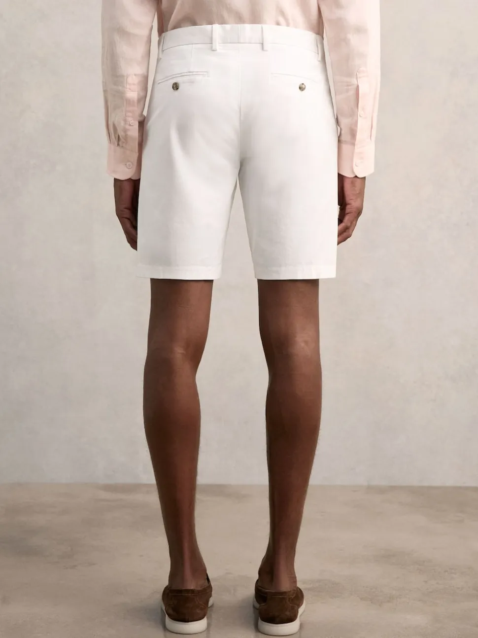 Reiss White Wicket Cotton Chino Shorts with Stretch