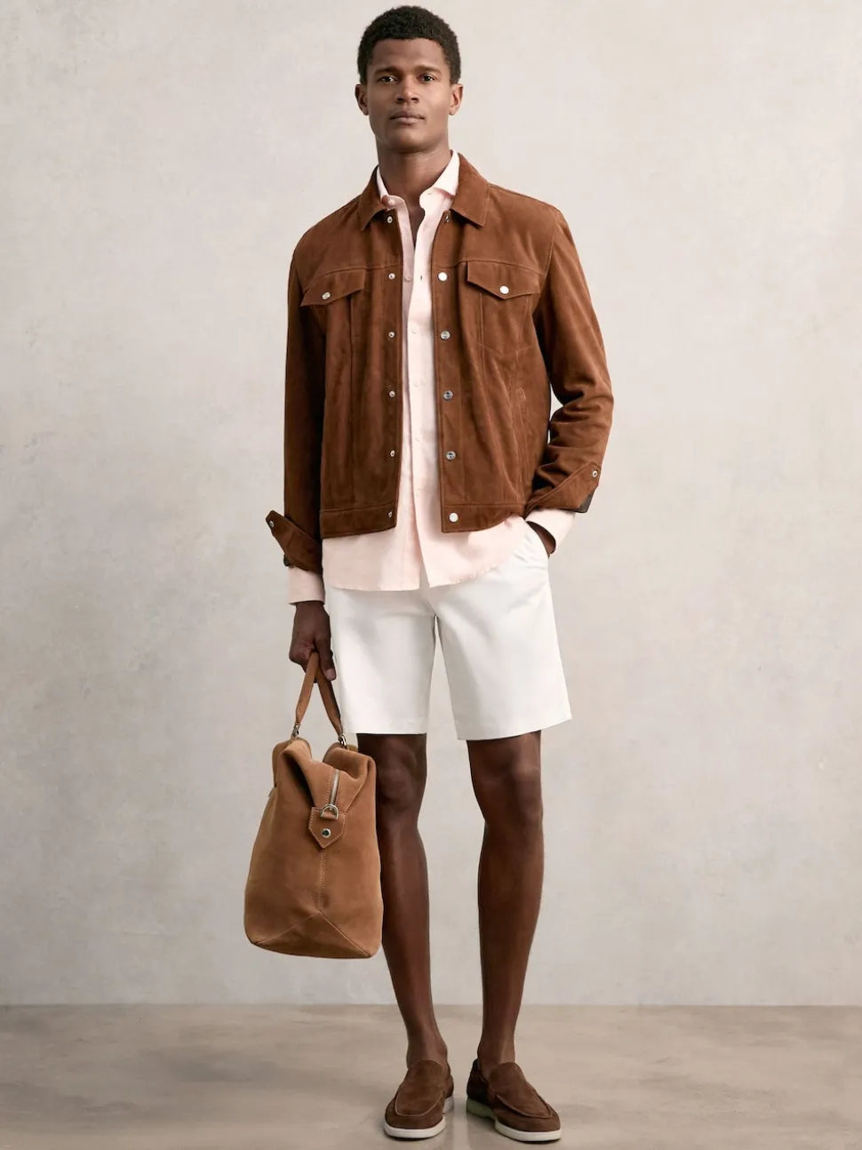 Reiss White Wicket Cotton Chino Shorts with Stretch