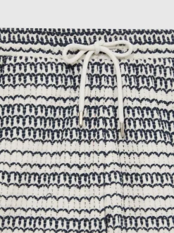 Reiss White/Black Haze Crochet Drawstring Shorts