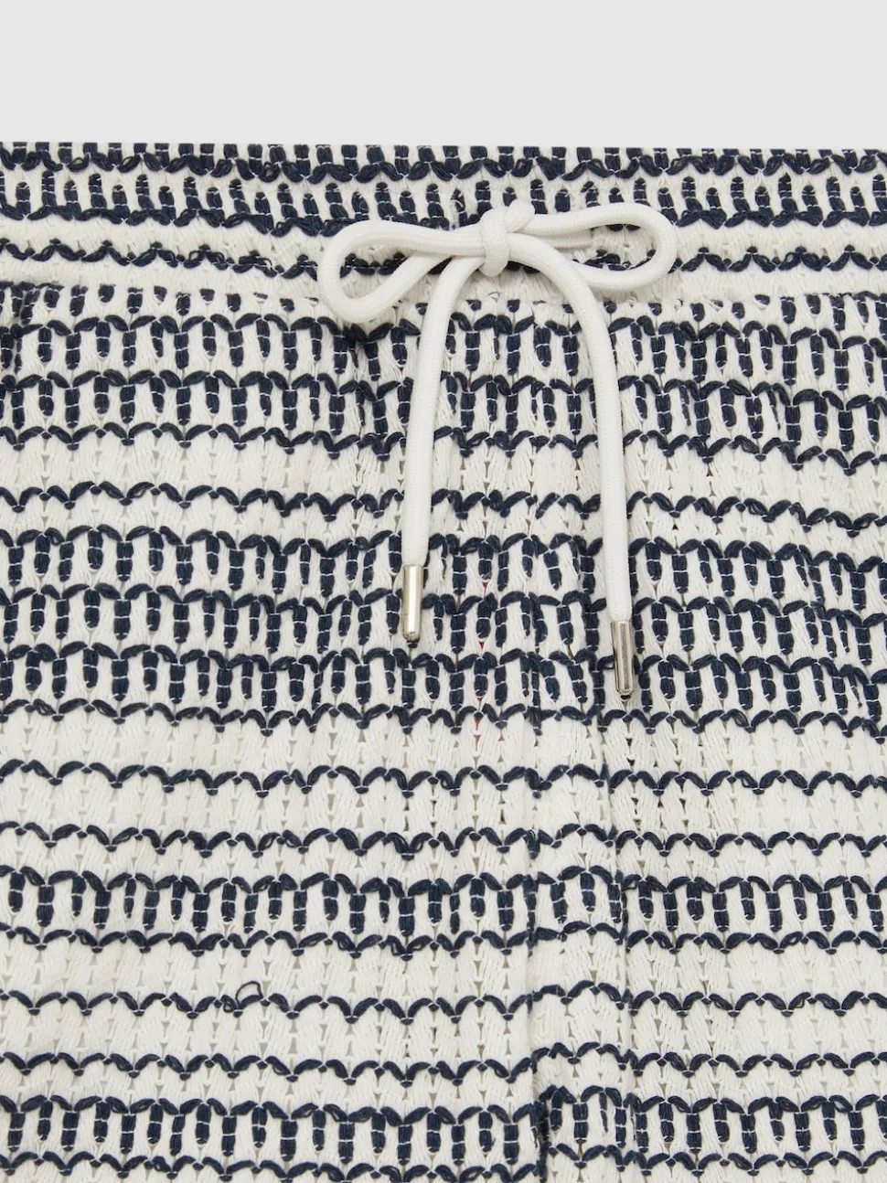 Reiss White/Black Haze Crochet Drawstring Shorts