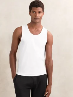 Reiss White/Black Monty 2 Pack Stretch-Cotton Loungewear Vests