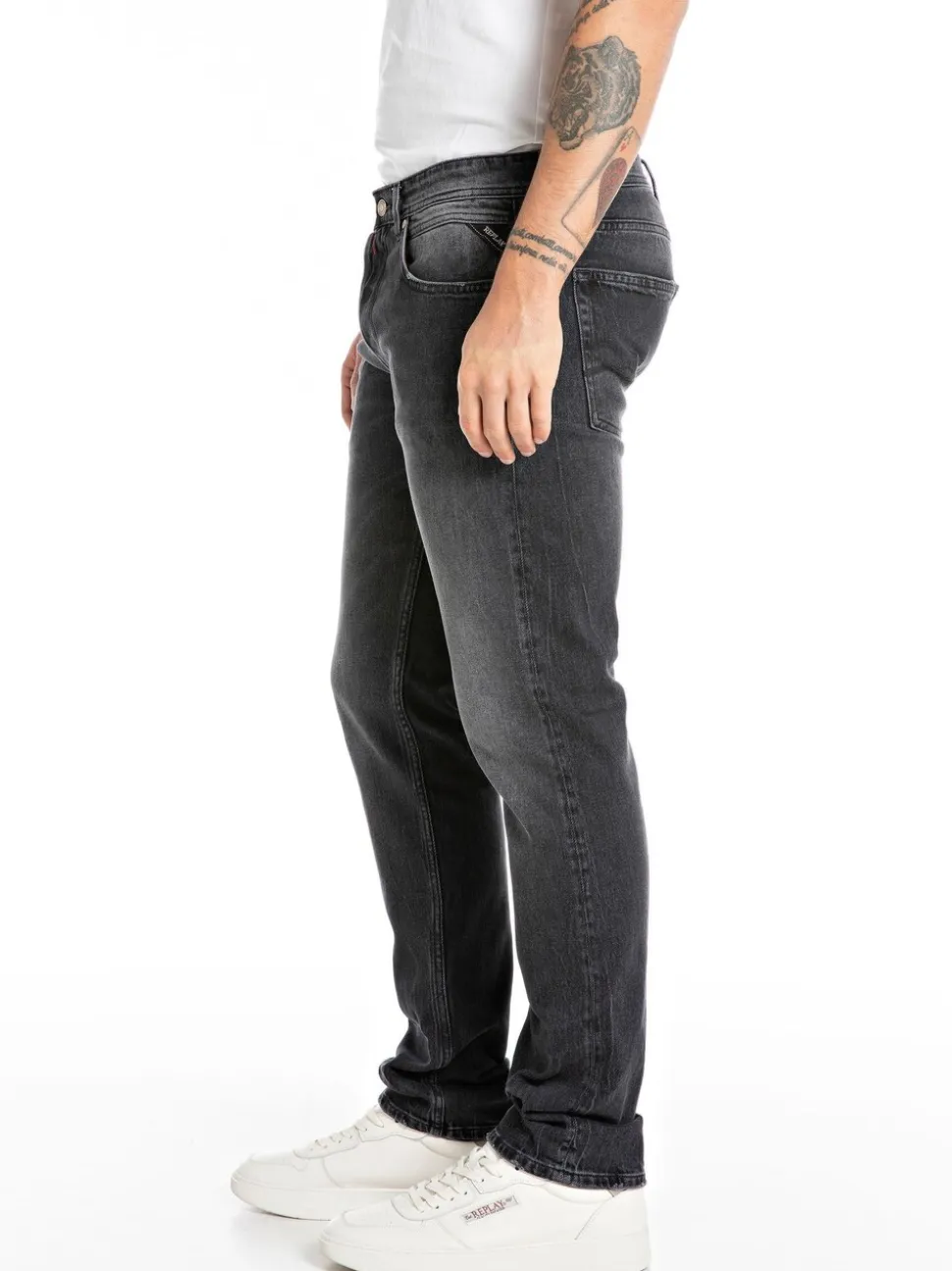 Replay Black Delave Grover Hyperflex Straight Fit Jeans