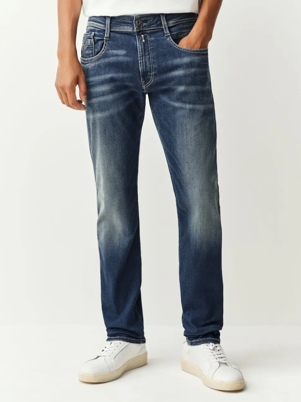 Replay Denim Dark Blue Dust Slim Fit Anbass Hyperflex Jeans