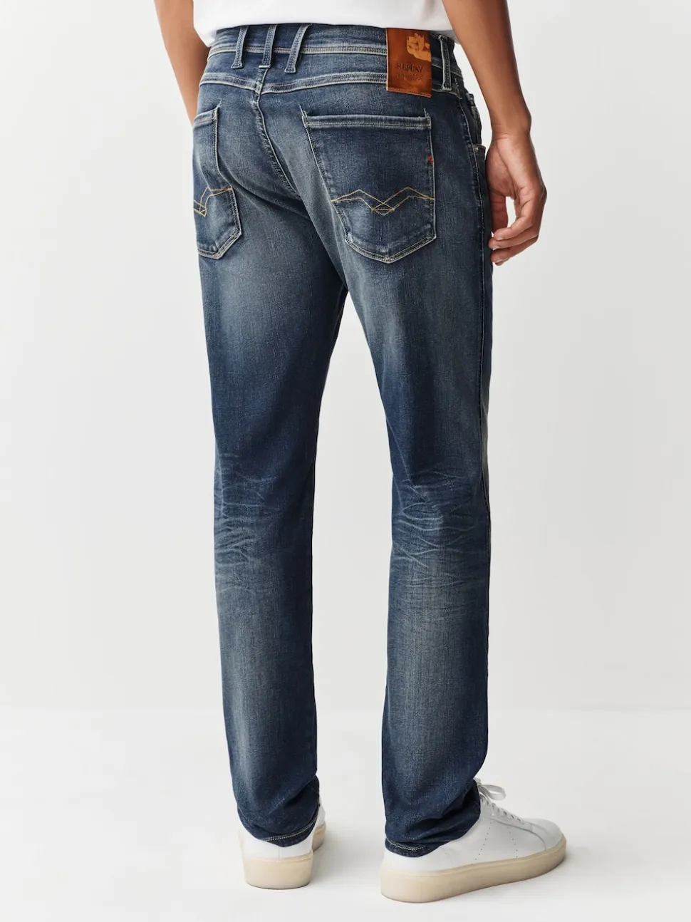 Replay Denim Dark Blue Dust Slim Fit Anbass Hyperflex Jeans