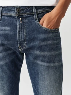 Replay Denim Dark Blue Dust Slim Fit Anbass Hyperflex Jeans