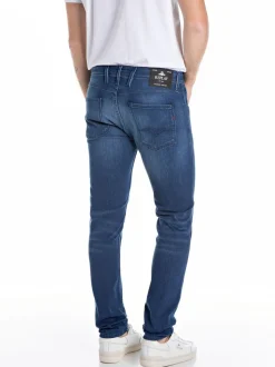 Replay Mid Blue Denim Powerstretch Straight Fit Grover Stretch Jeans