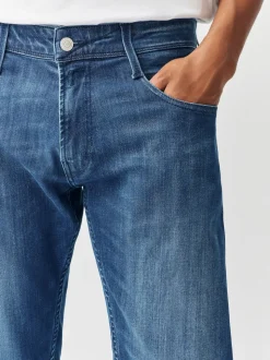 Replay Mid Blue Denim Powerstretch Straight Fit Grover Stretch Jeans