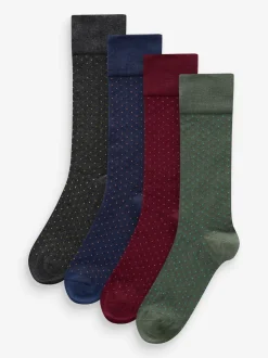 Rich Colour Spot Pattern Modal Signature Socks 4 Pack