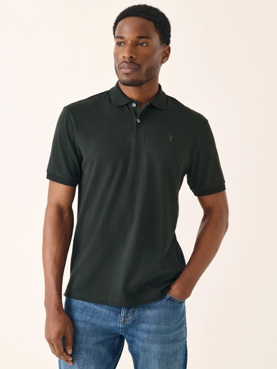 Rich Olive Green Slim Fit Short Sleeve Pique Polo Shirt