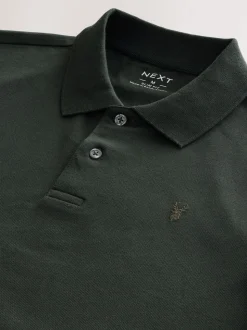 Rich Olive Green Slim Fit Short Sleeve Pique Polo Shirt