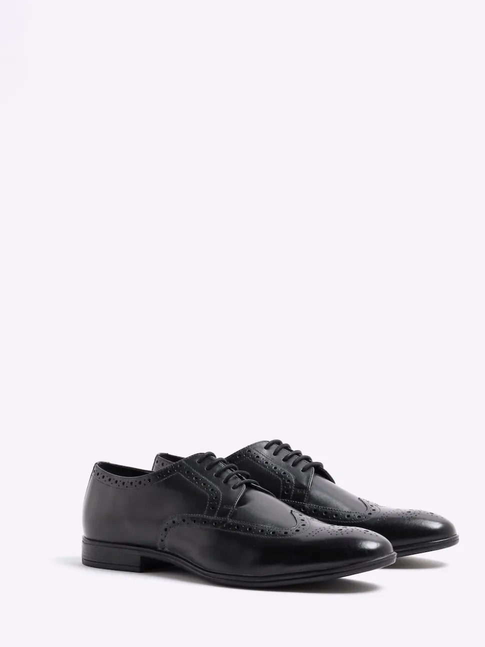 River Island Black Leather Derby Brogue Shoes