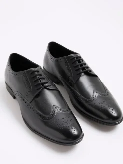 River Island Black Leather Derby Brogue Shoes