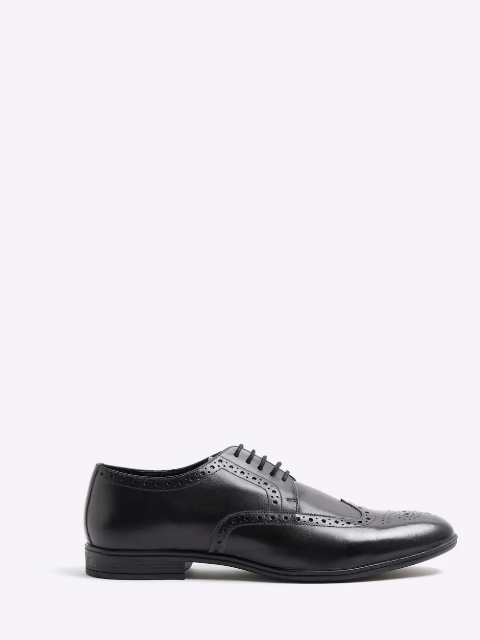 River Island Black Leather Derby Brogue Shoes