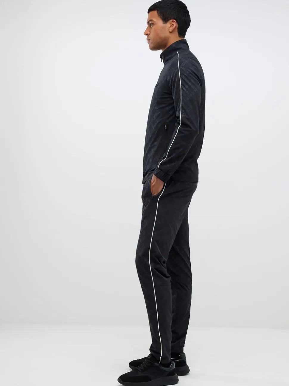 River Island Black Monogram Piped Skinny Joggers