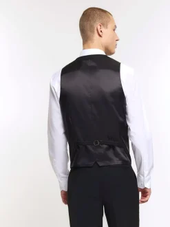 River Island Black Plain Suit Waistcoat