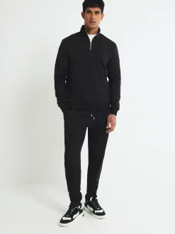 River Island Black Regular Fit Scuba Pintuck Joggers