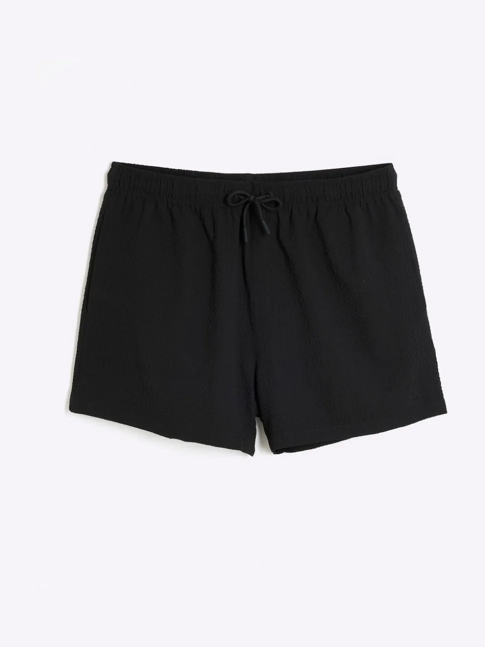 River Island Black Seersucker Swim Shorts
