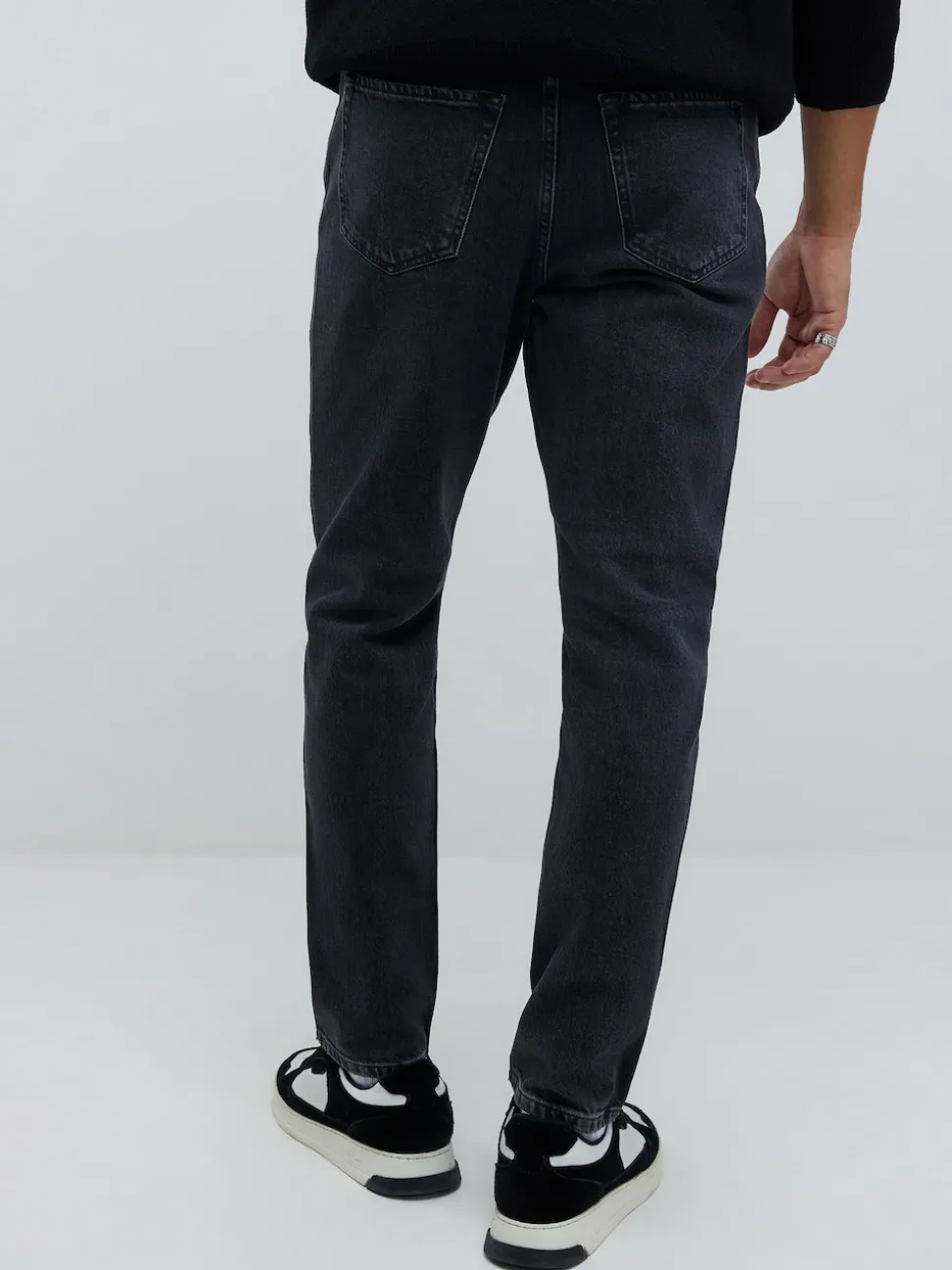 River Island Black Tapered Fit Washed Jeans
